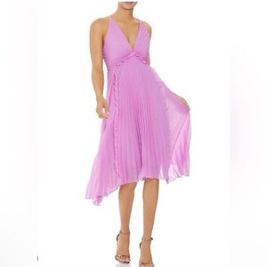 NWOT Halston Heritage Pleated Georgette Dress - Tulip Purple - Size 2